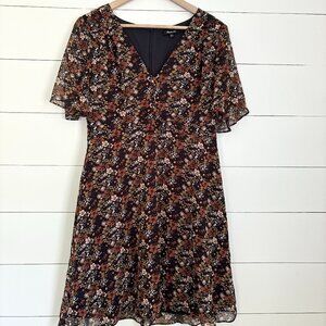 Madewell NWOT earthone floral dress button detail on front sz 8